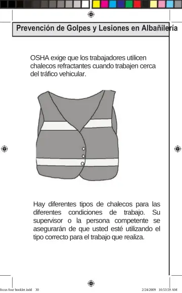 Page 30: Prevención de Golpes y Lesiones en Albañilería