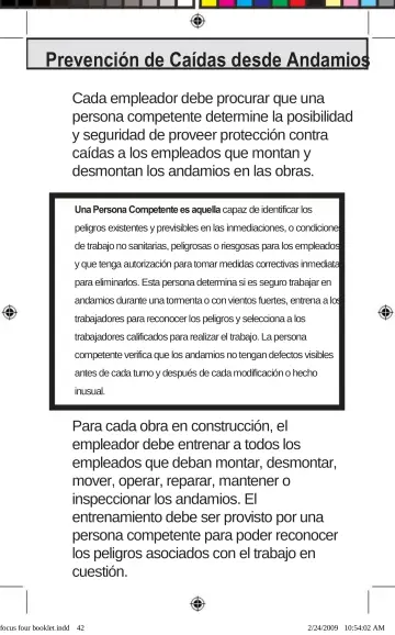 Page 42: Prevención de Caídas desde Andamios