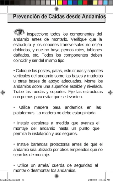 Page 43: Prevención de Caídas desde Andamios