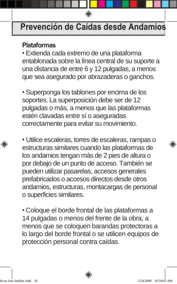 Page 45: Prevención de Caídas desde Andamios