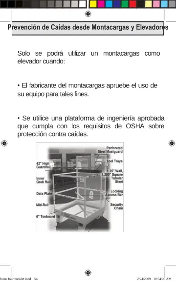 Page 54: Prevención de Caídas desde Montacargas y Elevadores