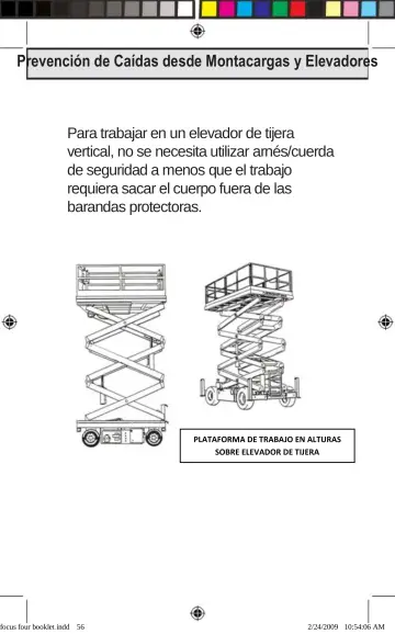 Page 56: Prevención de Caídas desde Montacargas y Elevadores