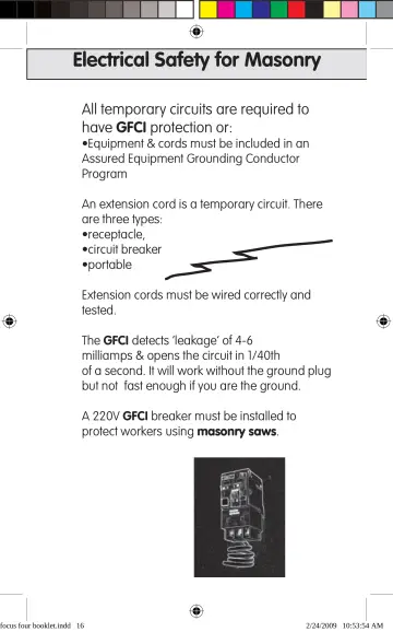 Page 16: Electrical Safety for Masonry