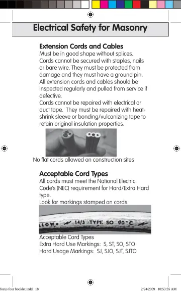Page 18: Electrical Safety for Masonry