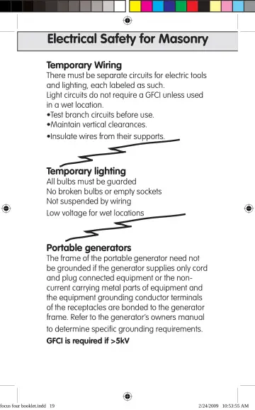 Page 19: Electrical Safety for Masonry