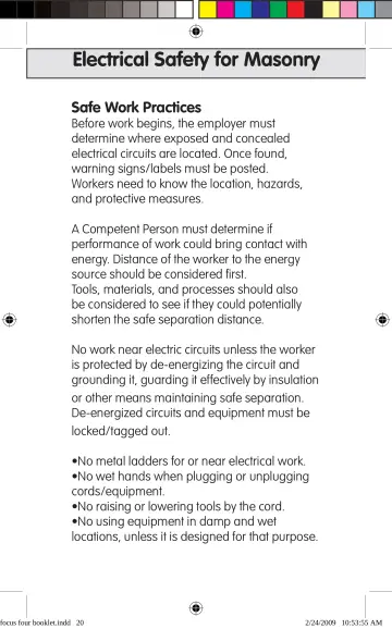 Page 20: Electrical Safety for Masonry