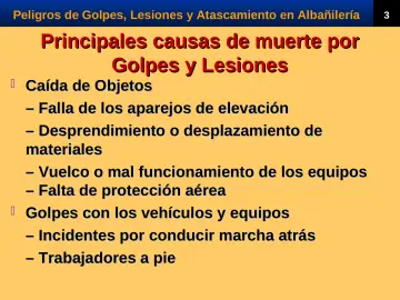 Slide 5: Principales causas de muerte por Golpes y Lesiones