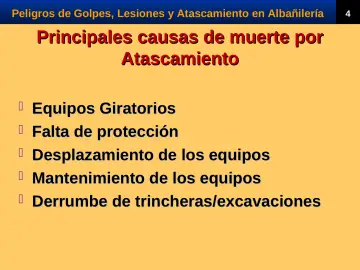 Slide 6: Principales causas de muerte por Atascamiento