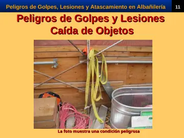 Slide 13: Peligros de Golpes y Lesiones