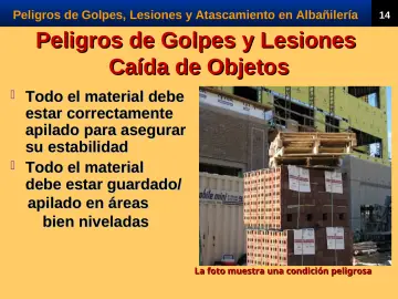 Slide 16: Peligros de Golpes y Lesiones Caída de Objetos