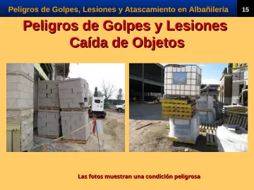 Slide 17: Peligros de Golpes y Lesiones