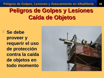 Slide 18: Peligros de Golpes y Lesiones