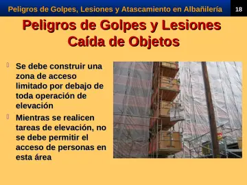 Slide 20: Peligros de Golpes y Lesiones