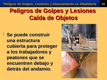 Slide 23: Peligros de Golpes y Lesiones