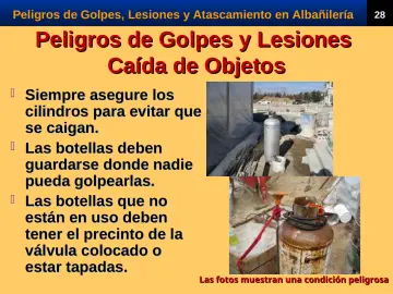 Slide 30: Peligros de Golpes y Lesiones Caída de Objetos