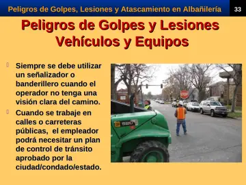 Slide 35: Peligros de Golpes y Lesiones