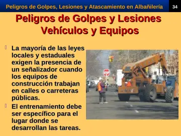 Slide 36: Peligros de Golpes y Lesiones