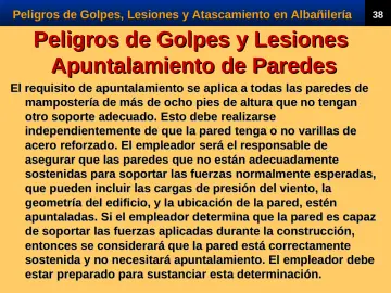 Slide 40: Peligros de Golpes y Lesiones