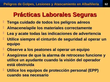 Slide 64: Prácticas Laborales Seguras
