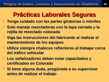 Slide 65: Prácticas Laborales Seguras