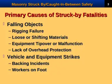 Slide 5: Primary Causes of Struck-by Fatalities