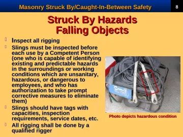 Slide 10: Struck By Hazards Falling Objects