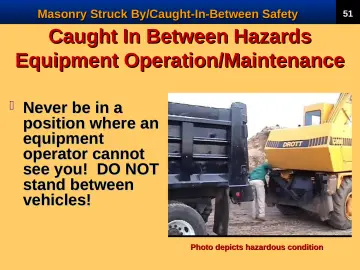 Slide 53: Caught In Between Hazards Equipment Operation/Maintenance