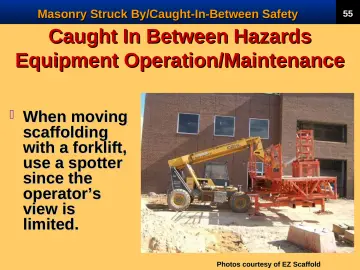 Slide 57: Caught In Between Hazards Equipment Operation/Maintenance