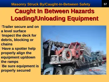 Slide 59: Caught In Between Hazards Loading/Unloading Equipment