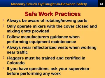 Slide 65: Safe Work Practices