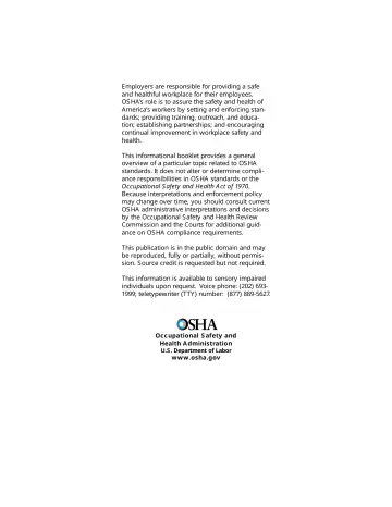 Page 15: Employers are responsible for providing a safe and healthful workplace for their…
