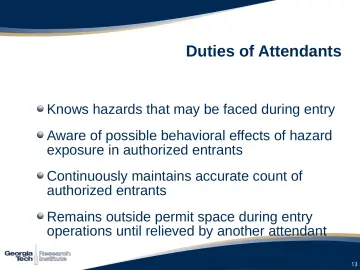 Slide 13: Duties of Attendants