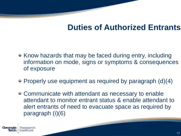 Slide 17: Duties of Authorized Entrants