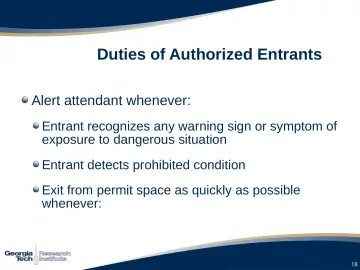 Slide 18: Duties of Authorized Entrants