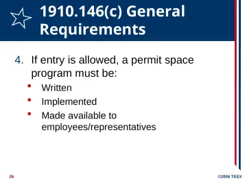 Slide 26: 1910.146(c) General Requirements