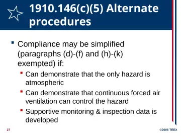 Slide 27: 1910.146(c)(5) Alternate procedures