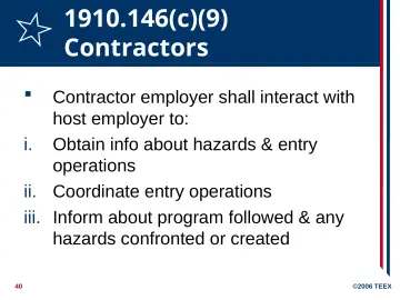 Slide 40: 1910.146(c)(9) Contractors