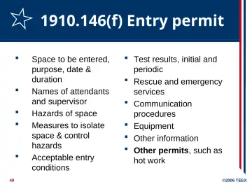 Slide 49: 1910.146(f) Entry permit