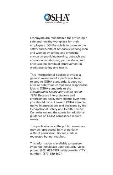 Page 2: Employers are responsible for providing a safe and healthy workplace for their employees. …