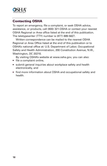 Page 20: Contacting OSHA