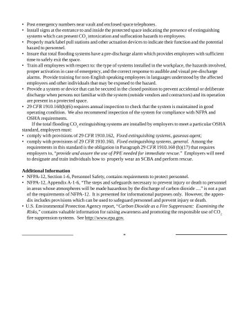 Page 3: systems which can present CO 2 intoxication and suffocation hazards to employees.