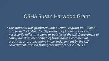Slide 2: OSHA Susan Harwood Grant