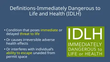 Slide 30: Definitions-Immediately Dangerous to Life and Health (IDLH)