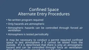 Slide 52: Confined Space Alternate Entry Procedures