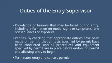 Slide 53: Duties of the Entry Supervisor
