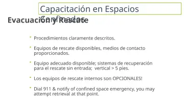 Slide 36: Capacitación en Espacios Confinados