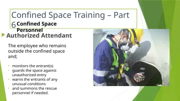 Slide 28: Confined Space Training – Part 6 Confined Space