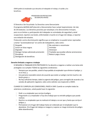Page 17: OSHA pedirá al empleador que devuelva al trabajador el trabajo, el sueldo y los…