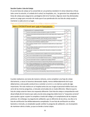 Page 35: Sección Cuatro: Lista de Cotejo