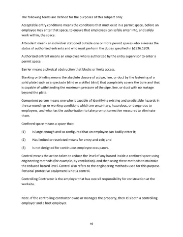 Page 49: The following terms are defined for the purposes of this subpart only:
